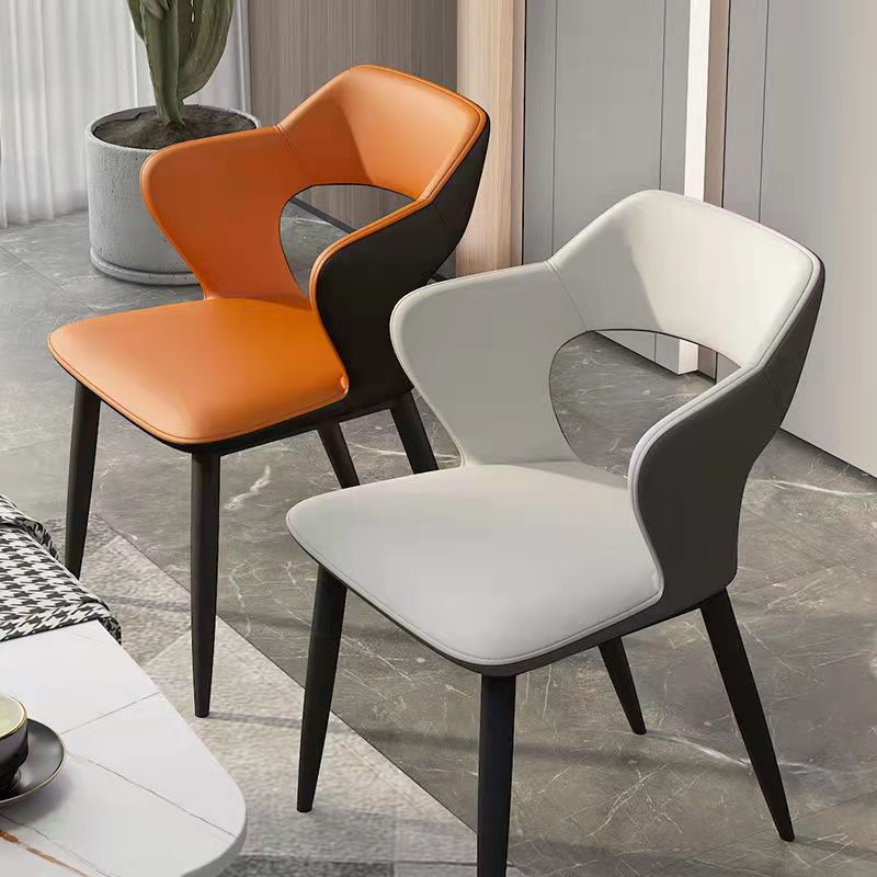 Faux Leather Modern Indoor Side Chair Matte Finish Open Back Dining Chair