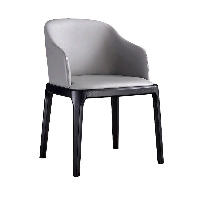 Contemporary Style Leather Chair Arm Parsons Chair with Wooden Legs for Kitchen Clearhalo ' kitchen&dining_furn' 'Dining Chairs' 'Dining Tables & Seating' 'dining_chair' 'furn' 'furn_dining_chair' 'Furniture' 'furniture_dining_chair' 'Kitchen & Dining Furniture' 'kitchen' 1200x1200_ad220a4c-1e23-41ae-9185-c8260ff676f3