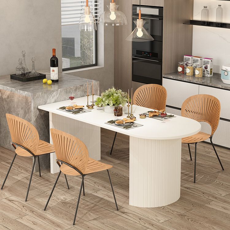 Modern Oval Dining Table Wood Double Pedestal Home Kitchen Dinner Table in White Clearhalo 'Dining Tables & Seating' 'Dining Tables' 'dining_table' 'furn' 'furn_dining_table' 'Furniture' 'furniture_dining_table' 'Kitchen & Dining Furniture' 'kitchen' 'kitchen_dining_table' 1200x1200_ad2455c1-05ea-4677-b691-0790be9b959a