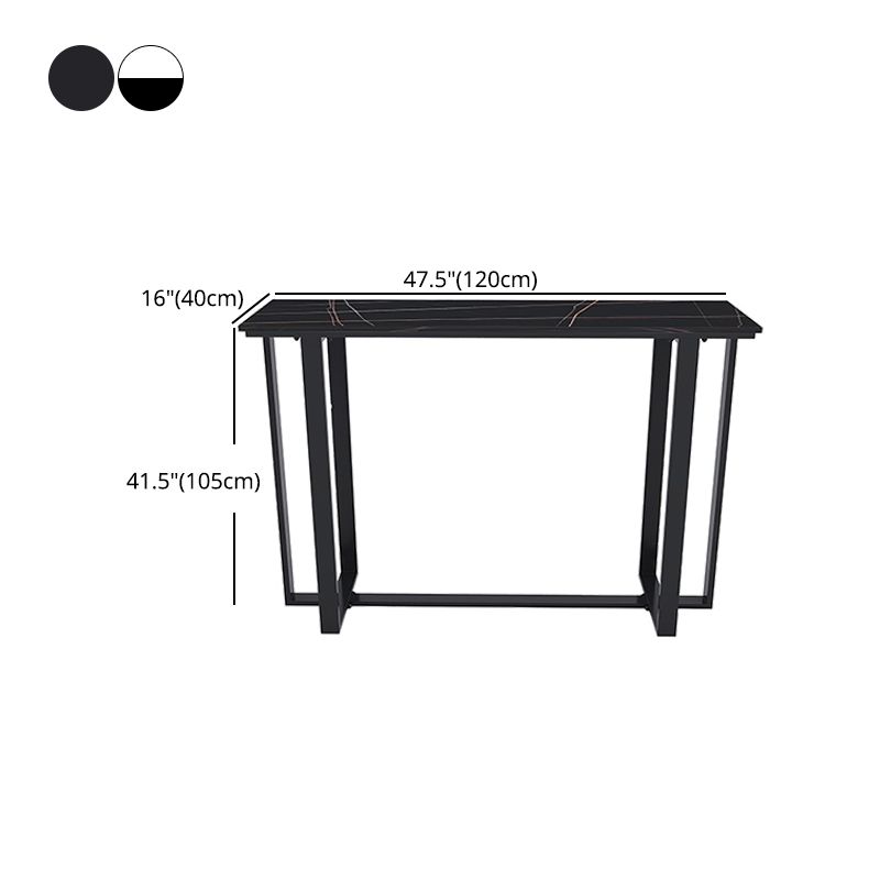 Industrial Black Iron Bar Dining Table Stone Top Indoor Bistro Table with Footrest Clearhalo 'Bar Furniture' 'Bar Tables' 'bar_tables' 'furn' 'furn_bar_tables' 'Furniture' 'furniture_bar_tables' 'Kitchen & Dining Furniture' 1200x1200_ad24f5d5-0137-4b41-a0f0-1d70cd7c995f