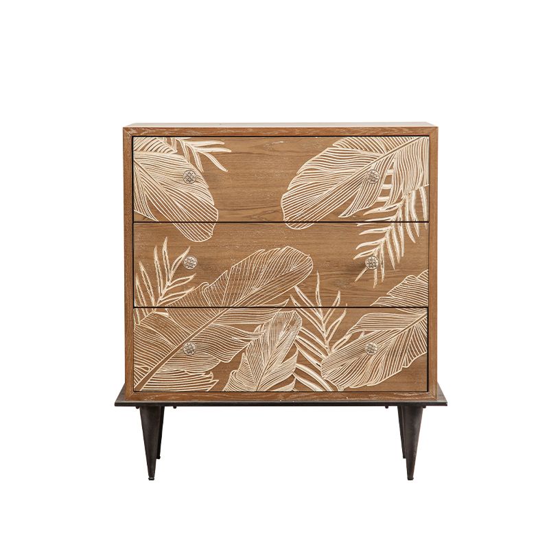 Coffre brun avec tiroirs, armoire rectangulaire en bois en détresse