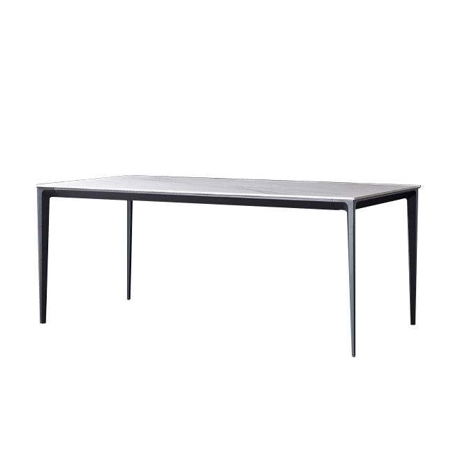 Stone Top Dining Table Contemporary Dining Table with 4 Black Legs Clearhalo 'Dining Tables & Seating' 'Dining Tables' 'dining_table' 'furn' 'furn_dining_table' 'Furniture' 'furniture_dining_table' 'Kitchen & Dining Furniture' 'kitchen' 'kitchen_dining_table' 1200x1200_ad263be1-7fc3-4bab-9da1-8e70b782c227