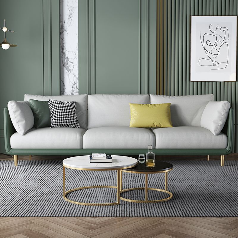 Modern Faux Leather Tuxedo Arm Sofa with Loose Back for Living Room, Water Proof Clearhalo 'furn' 'furn_sofas' 'Furniture' 'furniture_sofas' 'kitchen' 'kitchen_sofas' 'Living Room Furniture' 'Sofa' 'sofas' 1200x1200_ad268be6-8d5f-4bc4-81e8-a706c4b8adc2