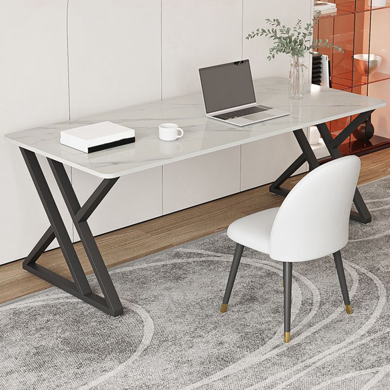 Industrial Style Office Desk Rectangular Shaped Task Desk in White for Office Clearhalo 'furn' 'furn_office_desk' 'Furniture' 'Office Desks' 'Office Furniture' 'office_desk' 1200x1200_ad28c249-9f41-453b-a554-3c12d1098d44