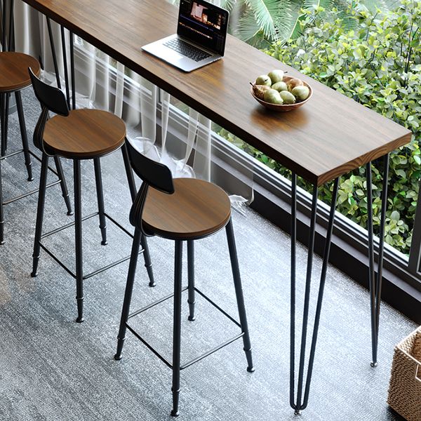 Table de bar rectangulaire industrielle en bois massif, hauteur de bar, pour petits endroits