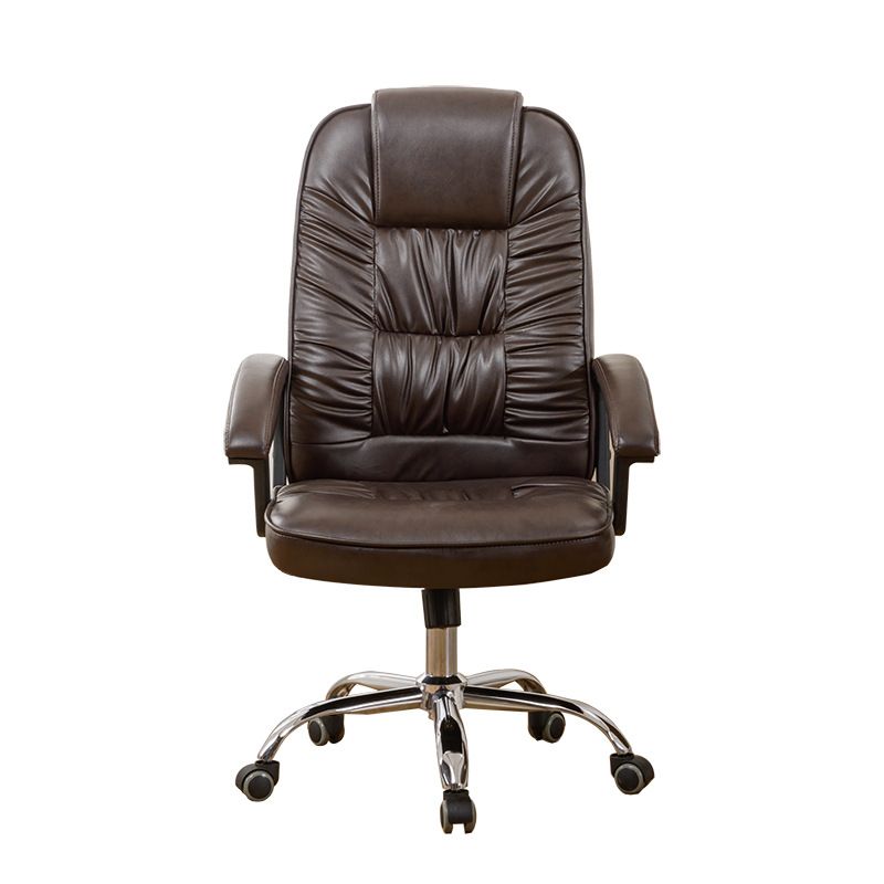 Contemporary Leather Desk Chair Padded Arms Task Chair for Office Clearhalo 'furn' 'furn_office_chair' 'Furniture' 'Office Chairs' 'Office Furniture' 'office_chair' 1200x1200_ad2a305b-3a3c-4084-bf02-9f859114b37e