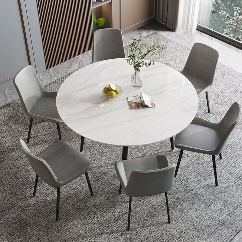 Modern Stone Dining Table with 4 Black Legs Table for Dining Room Clearhalo 'Dining Tables & Seating' 'Dining Tables' 'dining_table' 'furn' 'furn_dining_table' 'Furniture' 'Kitchen & Dining Furniture' 1200x1200_ad2a5986-3d3d-453f-ac46-b660a4733a09