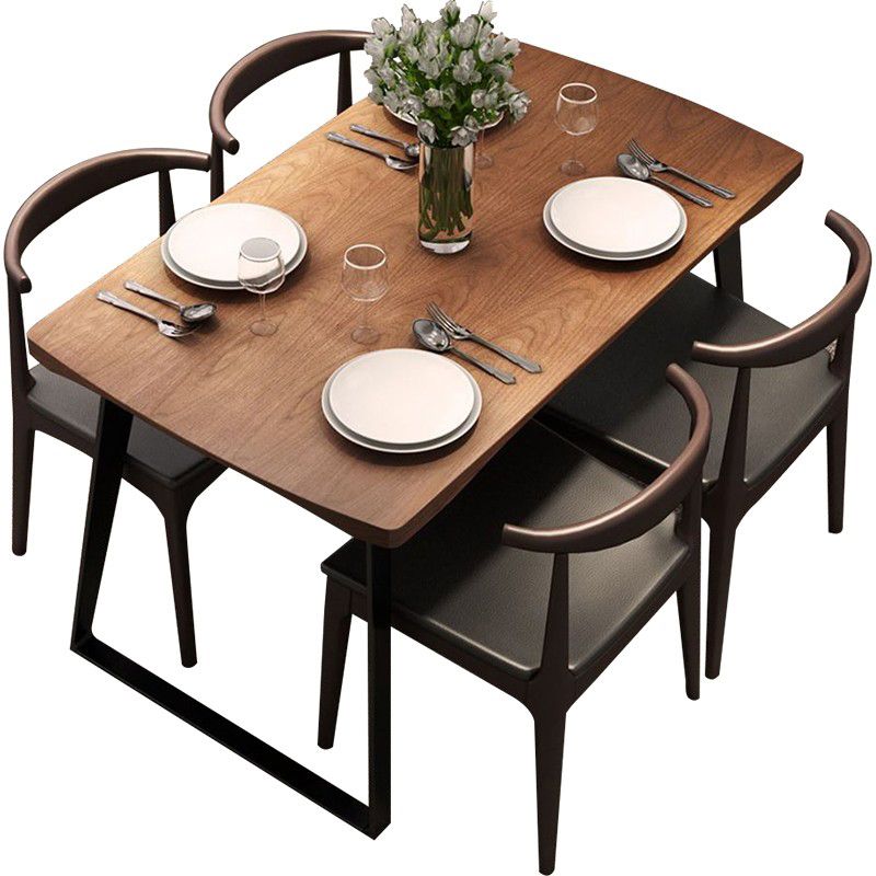 Industrial 1/5 pieces Dinette Set Solid Wood Dining Table with Chairs Clearhalo 'Dining Room Sets' 'Dining Tables & Seating' 'dining_room_set' 'furn' 'furn_dining_room_set' 'Furniture' 'furniture_dining_room_set' 'Kitchen & Dining Furniture' 'kitchen&dining_furn' 'kitchen' 1200x1200_ad2c0f7d-3c30-4b31-9ab2-bce5c9a62a92