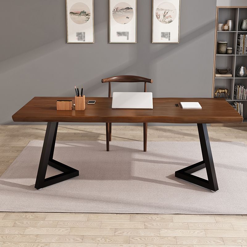 Solid Wood Home Working Table Industrial Wood Color Office Table Clearhalo 'furn' 'furn_office_desk' 'Furniture' 'furniture_office_desk' 'Office Desks' 'Office Furniture' 'office_desk' 1200x1200_ad2ceaba-550f-48a5-af8a-3c2185570b2f