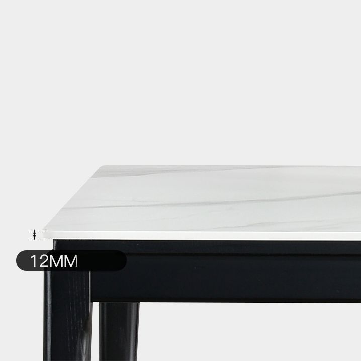 Rectangle Retro Modern Dining Table 4 Legs White Fixed Table of Sintered Stone Clearhalo 'Dining Tables & Seating' 'Dining Tables' 'dining_table' 'furn' 'furn_dining_table' 'Furniture' 'Kitchen & Dining Furniture' 1200x1200_ad2e6cc0-e88e-4e1e-9742-7b99209cdb04