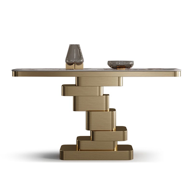 Tavolo console contemporanea a forma di rettangolo tavolo di divano in pietra in ottone/oro/nero