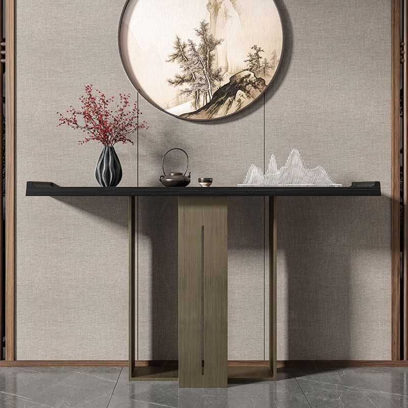 Rectangle Modern Console Table Brown/Black Wood Console Sofa Table Clearhalo 'Console Tables' 'console_tables' 'Entry & Mudroom Furniture' 'furn' 'furn_console_tables' 'Furniture' 1200x1200_ad32fc9f-2d81-496b-b1d1-f0a236fe2be0