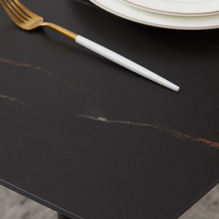 Industrial Style Sintered Stone Table Black 4 Legs Base Rectangle Table for Home Clearhalo ' dining_table' 'Dining Tables & Seating' 'Dining Tables' 'furn' 'furn_dining_table' 'Furniture' 'furniture_dining_table' 'Kitchen & Dining Furniture' 'kitchen&dining_furn' 'kitchen' 'kitchen_dining_table' 1200x1200_ad334d9a-71e2-43c7-a086-8809513b630b