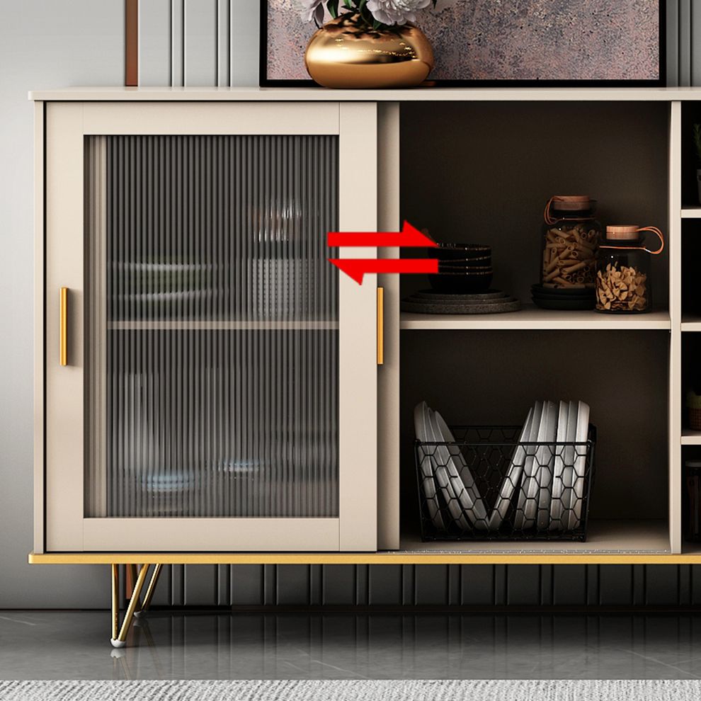 Glass and Sliding Doors Sideboard Modern MDF Kitchen 2-door Breakfront Sideboard Clearhalo 'buffet_sideboard' 'Buffets & Sideboards' 'furn' 'furn_buffet_sideboard' 'Furniture' 'furniture_buffet_sideboard' 'Kitchen & Dining Furniture' 1200x1200_ad356781-1872-48f4-a513-5a40486df1c9