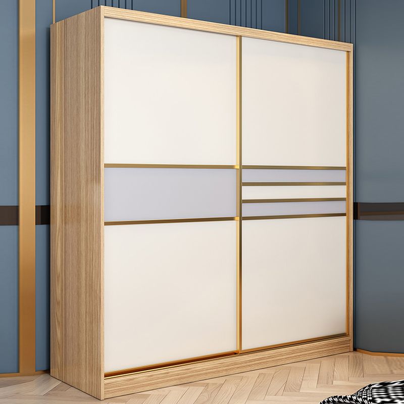 Engineered Wood Wardrobe Armoire with Garment Rod Modern Wardrobe Cabinet