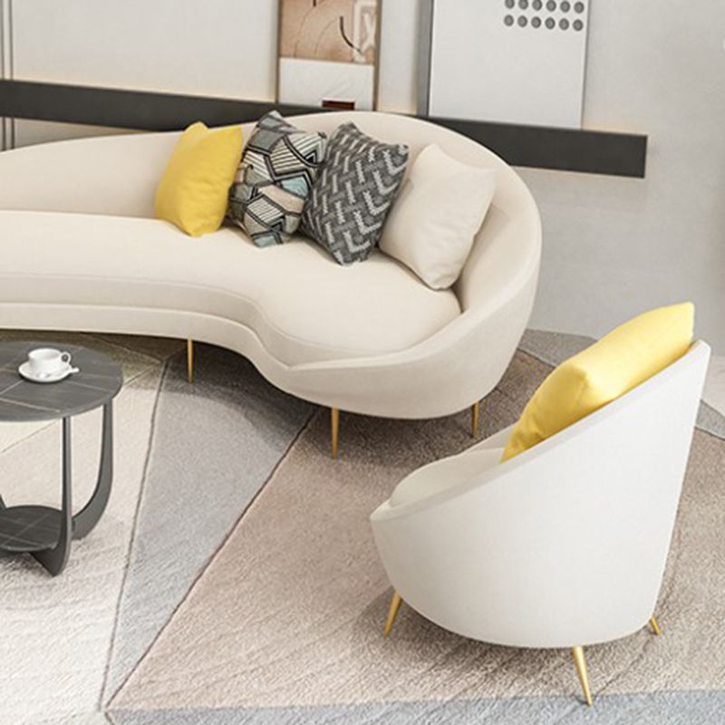 Velvet Sloped Arm Sofa Contemporary Curved Sofa for Living Room, Apartment