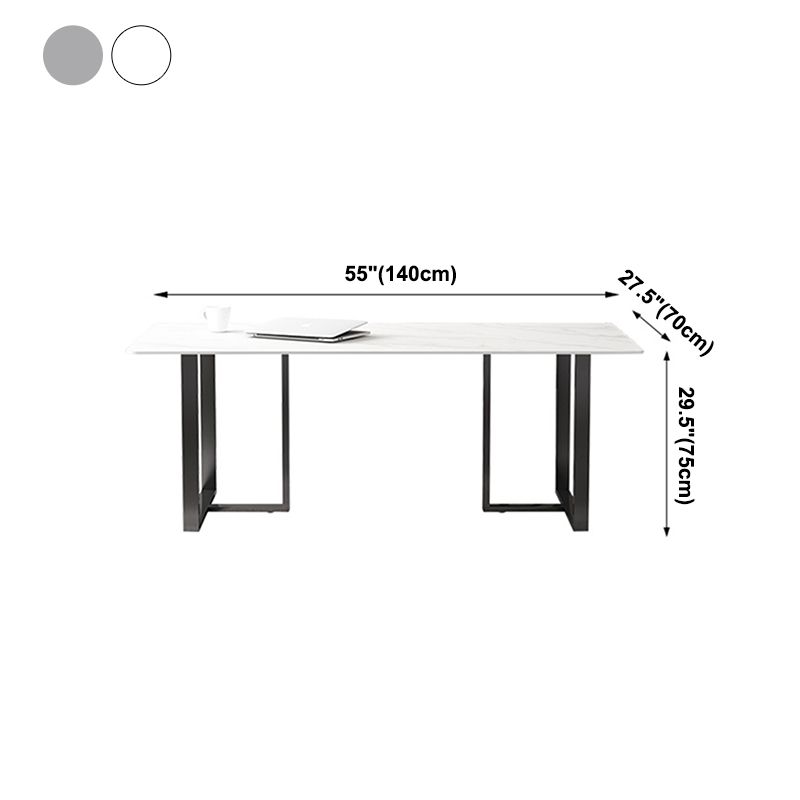 Rectangle Double Pedestal Industrial Table Fixed Table with Sintered Stone Clearhalo ' dining_table' 'Dining Tables & Seating' 'Dining Tables' 'furn' 'furn_dining_table' 'Furniture' 'furniture_dining_table' 'Kitchen & Dining Furniture' 'kitchen&dining_furn' 'kitchen' 'kitchen_dining_table' 1200x1200_ad3779cb-842e-4058-97d3-5e54e0205b79