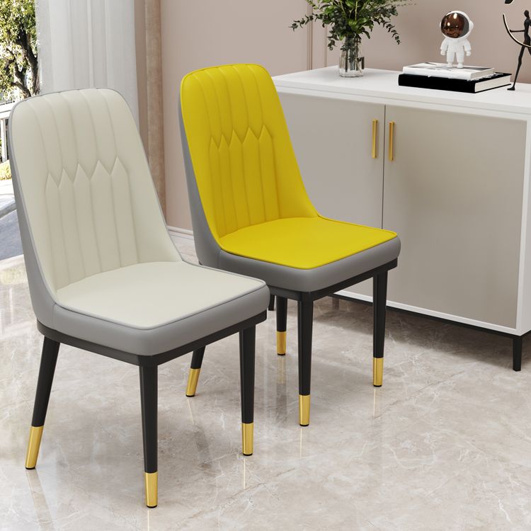 Modern Style Dining Chair Leather Parsons Side Chair with Metal Base Clearhalo 'Dining Chairs' 'Dining Tables & Seating' 'dining_chair' 'furn' 'furn_dining_chair' 'Furniture' 'Kitchen & Dining Furniture' 1200x1200_ad3788f9-192a-462f-aad2-c9ceaaedc5d5