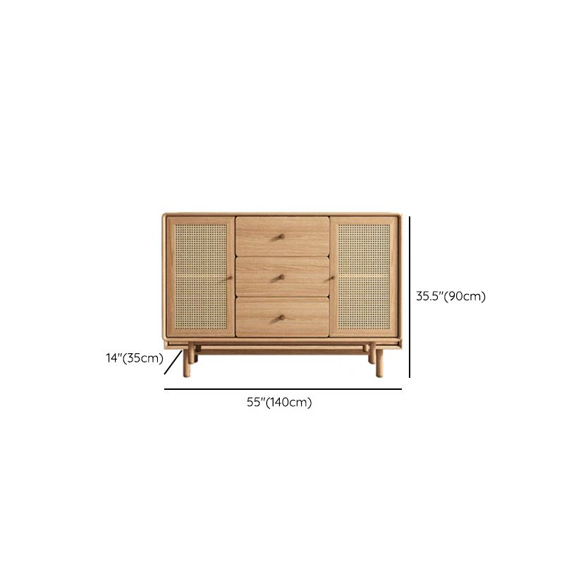 Tavolo a buffet in legno massiccio marrone contemporaneo con 3 cassetti