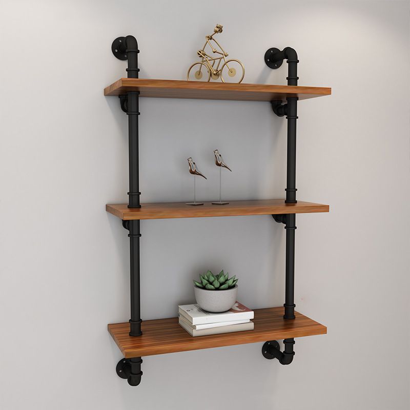 Contemporary Metal Bookshelf Natural Floating Shelf Bookcase for Study Room