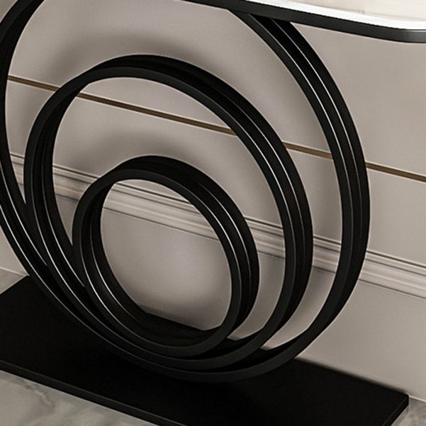 Stone Half Moon Console Table 31.5-inch Tall Accent Table with Shelf Clearhalo 'Console Tables' 'console_tables' 'Entry & Mudroom Furniture' 'furn' 'furn_console_tables' 'Furniture' 1200x1200_ad3a61e6-197a-447e-8521-ed68914b58dd