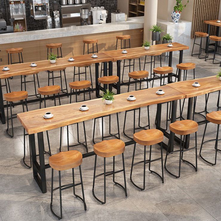 Tavolo da pranzo moderno rettangolare da bar in legno massello per cucina soggiorno