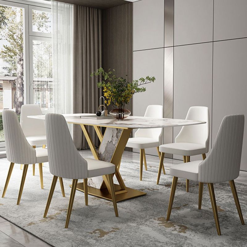 Luxurious Sintered Stone Top Dining Set Rectangular 1/4/5/7 Pieces Dining Room Table Set Clearhalo 'Dining Room Sets' 'Dining Tables & Seating' 'dining_room_set' 'furn' 'furn_dining_room_set' 'Furniture' 'Kitchen & Dining Furniture' 1200x1200_ad3d7244-4e83-4f2d-855c-6b6473f0da7c