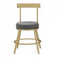 Glam Round Counter Height Stools Grey and Gold Footrest Upholstered Counter Bar Stool Clearhalo 'Bar Furniture' 'Bar Stools' 'bar_stools' 'furn' 'furn_bar_stools' 'Furniture' 'Kitchen & Dining Furniture' 1200x1200_ad3f3549-faee-4a3a-ae71-c243abd86e65