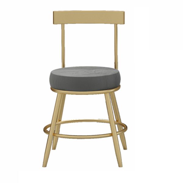Glam Round Counter Height Stools Grey and Gold Footrest Upholstered Counter Bar Stool Clearhalo 'Bar Furniture' 'Bar Stools' 'bar_stools' 'furn' 'furn_bar_stools' 'Furniture' 'Kitchen & Dining Furniture' 1200x1200_ad3f3549-faee-4a3a-ae71-c243abd86e65