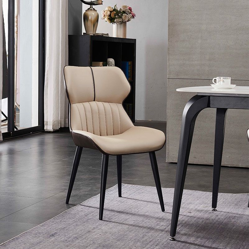 Silla lateral de cuero y metal de cuero y metal