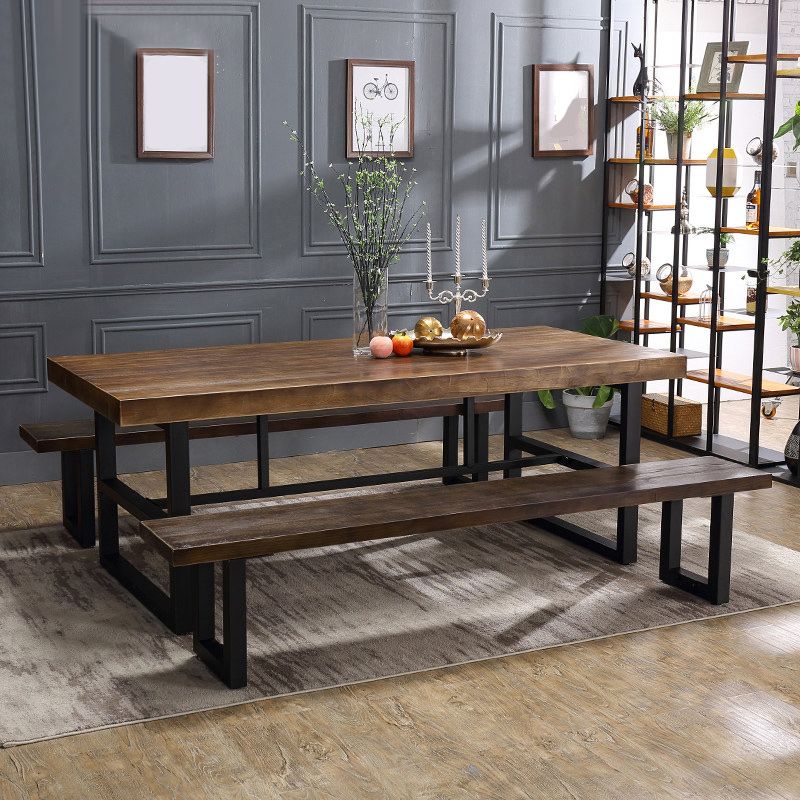 Industrial 1/2/3/5 Pieces Dining Table Set Solid Wood Top Dining Table and Chairs Clearhalo 'Dining Room Sets' 'Dining Tables & Seating' 'dining_room_set' 'furn' 'furn_dining_room_set' 'Furniture' 'furniture_dining_room_set' 'Kitchen & Dining Furniture' 'kitchen&dining_furn' 'kitchen' 1200x1200_ad3f62a8-33bc-49ea-812a-81b63a902db6