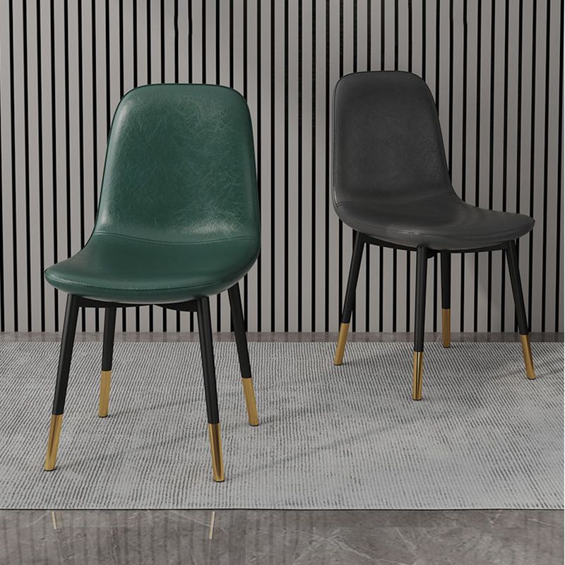 Contemporary Metal Dining Room Chair Faux Leather Dining Armless Single Chair Clearhalo ' kitchen&dining_furn' 'Dining Chairs' 'Dining Tables & Seating' 'dining_chair' 'furn' 'furn_dining_chair' 'Furniture' 'furniture_dining_chair' 'Kitchen & Dining Furniture' 'kitchen' 1200x1200_ad41e07d-0776-4d61-a865-afd9ea3b4d0f