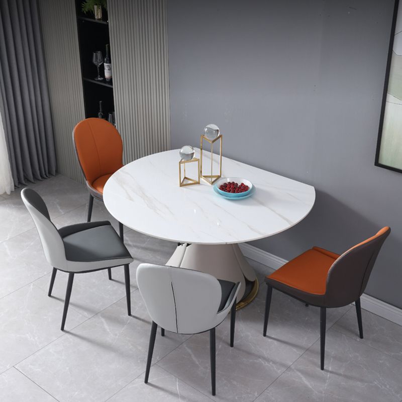 Glam Leatherwear Dinette Set 1/2/5/7 Pieces Round Scalable Sintered Stone Dining Table Set Clearhalo 'Dining Room Sets' 'Dining Tables & Seating' 'dining_room_set' 'furn' 'furn_dining_room_set' 'Furniture' 'furniture_dining_room_set' 'Kitchen & Dining Furniture' 1200x1200_ad41eaa3-d9f9-4259-a438-6b7362103260