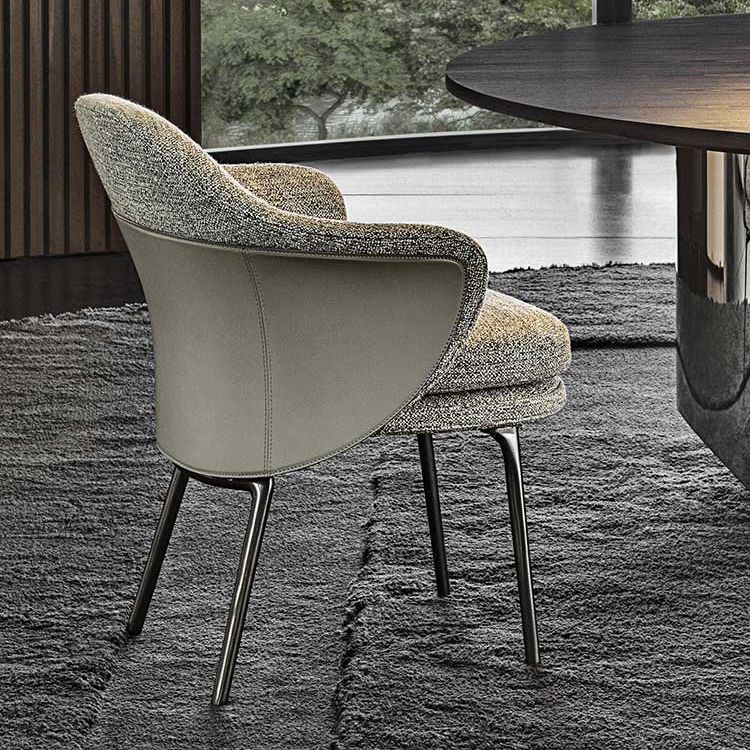 Fabric Arm Chair Nordic Style Parsons Dining Chairs with Black Legs