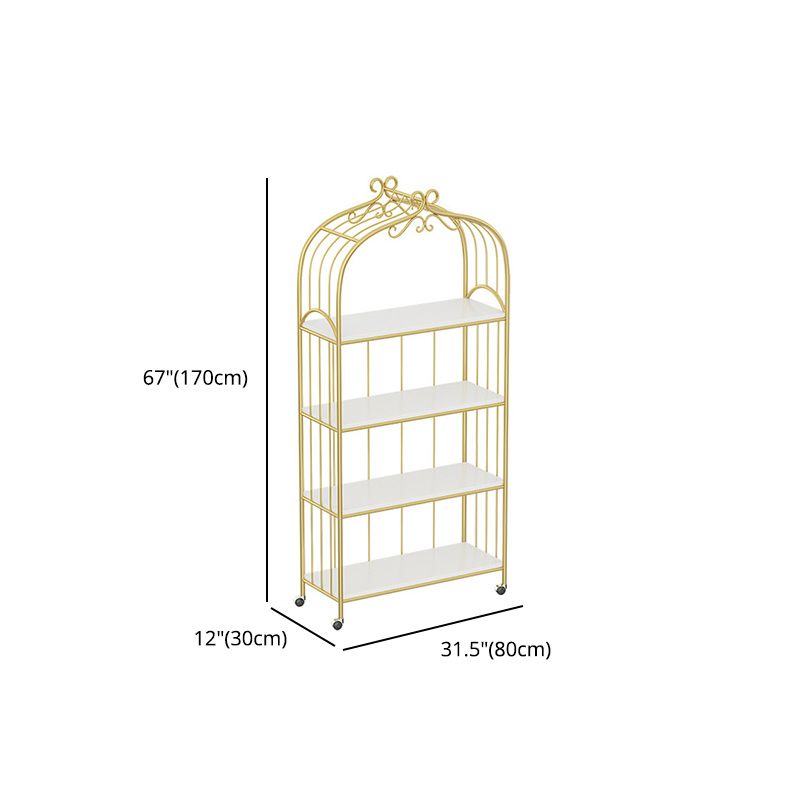 Gold Vertical Bookshelf Iron Frame Solid Wood Shelf Bookcase with Caster Wheels Clearhalo 'Bookcases' 'furn' 'furn_bookcases' 'Furniture' 'furniture_bookcases' 'Office Furniture' 1200x1200_ad44d2ad-7263-40cb-883b-3ebdf30eb189