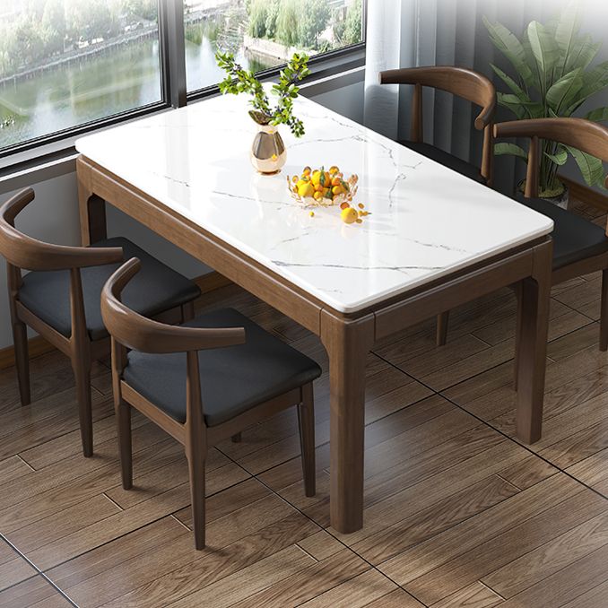 Marble Dining Table Mid-Century Style 4 Legs Base Rectangle Table for Home Clearhalo ' dining_table' 'Dining Tables & Seating' 'Dining Tables' 'furn' 'furn_dining_table' 'Furniture' 'furniture_dining_table' 'Kitchen & Dining Furniture' 'kitchen&dining_furn' 'kitchen' 'kitchen_dining_table' 1200x1200_ad460b83-9f82-4b00-8599-9328ea76c9b8