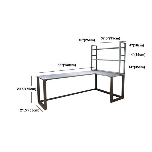 Escritorio de escritura de piedra gris contemporánea Desk de oficina de lanar en trineo L para hogar