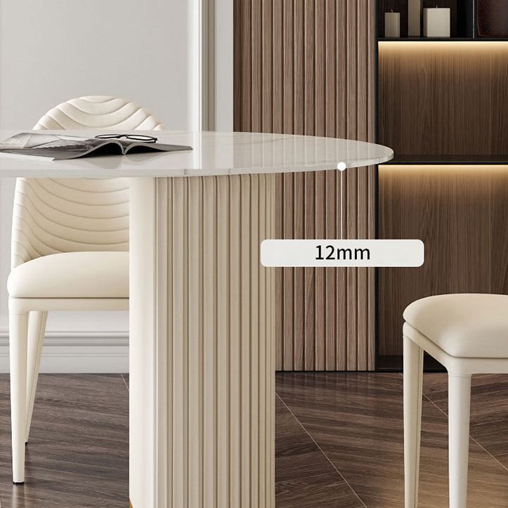 Oval Sintered Stone White Tone Dining Table Glam Double Pedestal Table for Dining Room Clearhalo ' dining_table' 'Dining Tables & Seating' 'Dining Tables' 'furn' 'furn_dining_table' 'Furniture' 'furniture_dining_table' 'Kitchen & Dining Furniture' 'kitchen&dining_furn' 'kitchen' 'kitchen_dining_table' 1200x1200_ad475e4a-8224-4d6b-a1b3-38b97902e8ec
