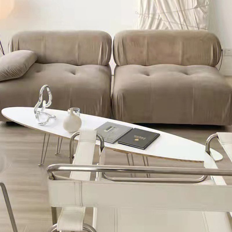 No Distressing Wood Coffee Table Modern Oval Single Coffee Table with 4 Legs