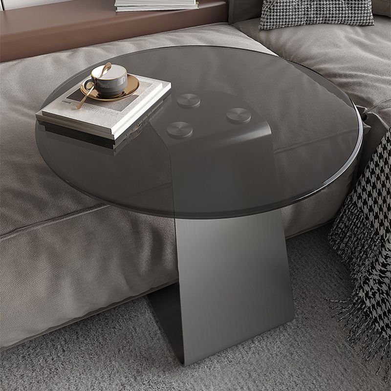 Tavolo di vetro rotondo a forma di forma C di metà secolo.