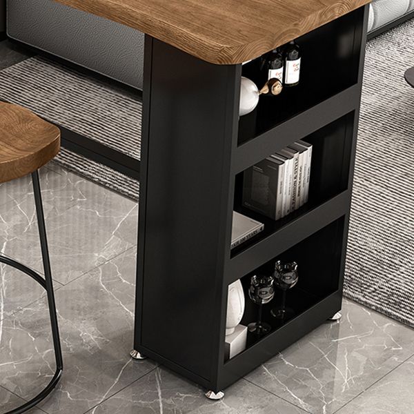 Tavolo da barra in legno di pino rettangolare tavolo da barra industriale con base di cavalletto di stoccaggio