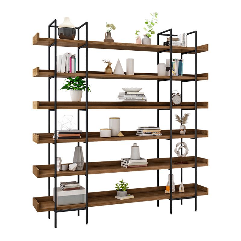 Metal Bookcase Industrial Book Shelf with Wood Rectangular Shelves Clearhalo 'Bookcases' 'furn' 'furn_bookcases' 'Furniture' 'furniture_bookcases' 'kitchen' 'kitchen_bookcases' 'Living Room Furniture' 'Office Furniture' 1200x1200_ad4967ec-93ca-4ba8-9119-f0ecd77087e9