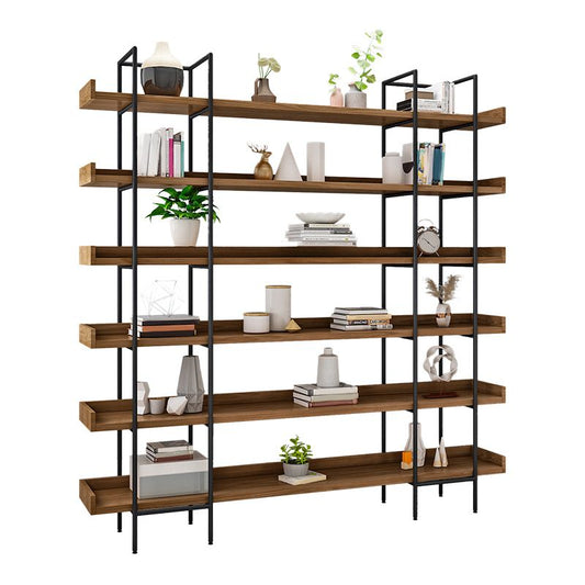 Metal Bookcase Industrial Book Shelf with Wood Rectangular Shelves Clearhalo 'Bookcases' 'furn' 'furn_bookcases' 'Furniture' 'furniture_bookcases' 'kitchen' 'kitchen_bookcases' 'Living Room Furniture' 'Office Furniture' 1200x1200_ad4967ec-93ca-4ba8-9119-f0ecd77087e9