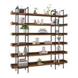 Metal Bookcase Industrial Book Shelf with Wood Rectangular Shelves Clearhalo 'Bookcases' 'furn' 'furn_bookcases' 'Furniture' 'furniture_bookcases' 'kitchen' 'kitchen_bookcases' 'Living Room Furniture' 'Office Furniture' 1200x1200_ad4967ec-93ca-4ba8-9119-f0ecd77087e9