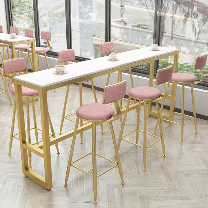 White Glam Style Bar Table in Faux Marble and Metal Rectangle Milk Tea Shop Bar Table Clearhalo 'Bar Furniture' 'Bar Tables' 'bar_tables' 'Furniture' 'furniture_bar_tables' 'Kitchen & Dining Furniture' 1200x1200_ad4a7415-782a-4f83-b2d9-b641deea1cf9