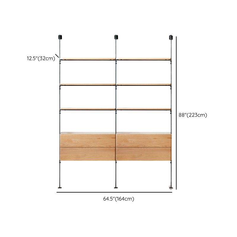Display soggiorno industriale Multi-shelf montato a parete in naturale