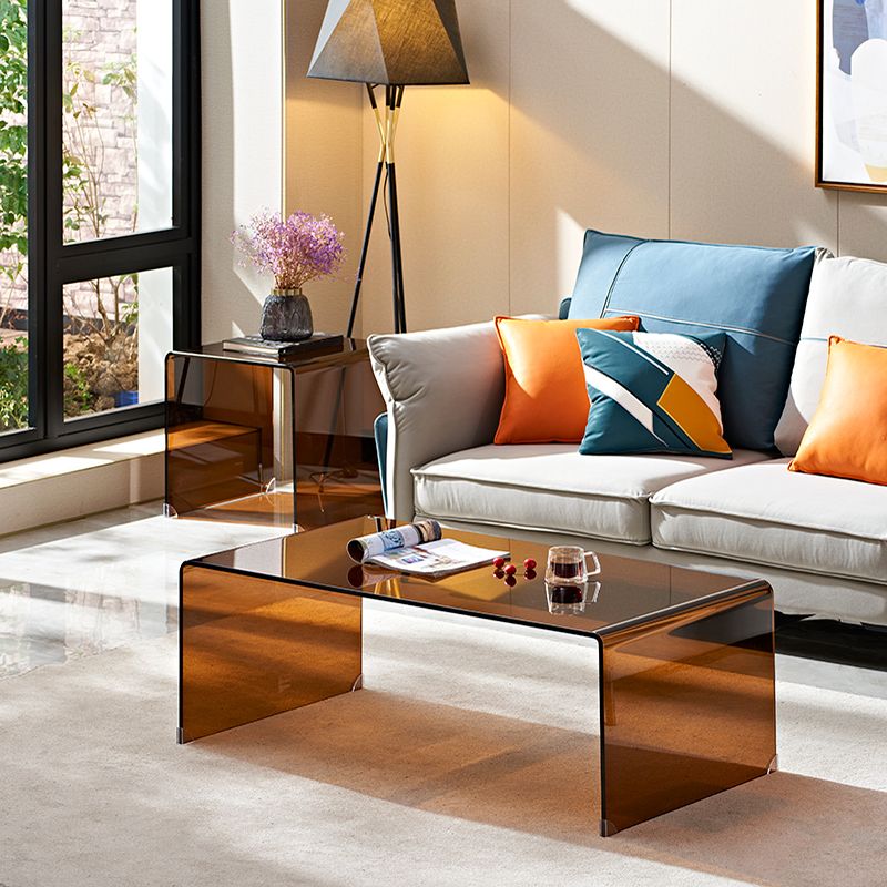 Table basse luge en verre géométrique 1 table de cocktail simple en marron