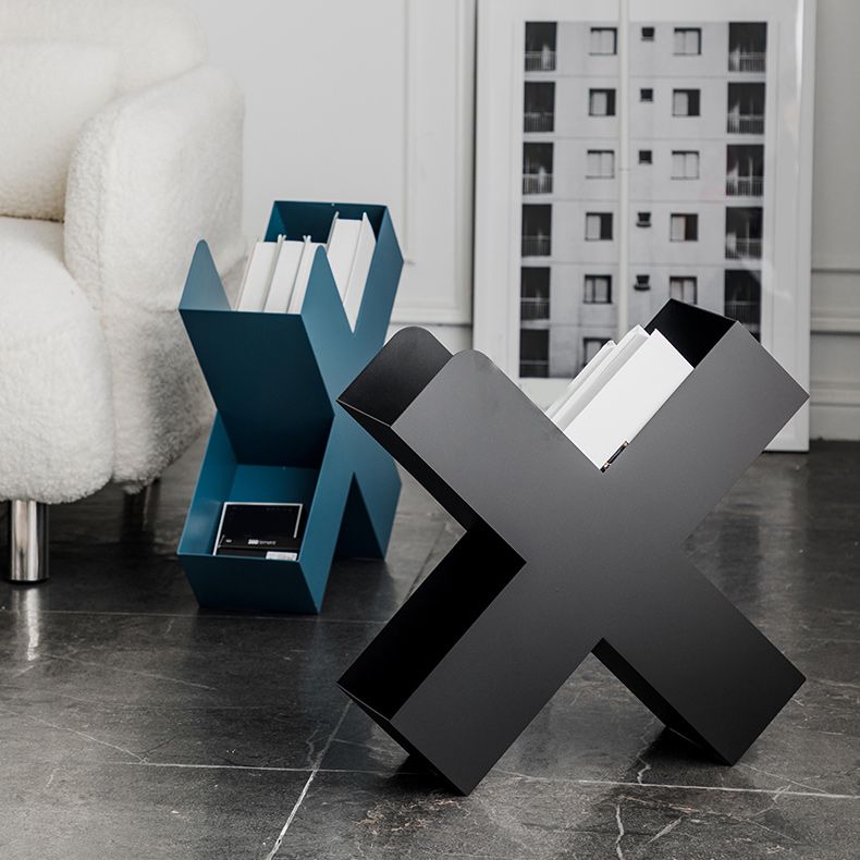 Mid-Century X-base End Table Metal Geometric Side End Snack Table