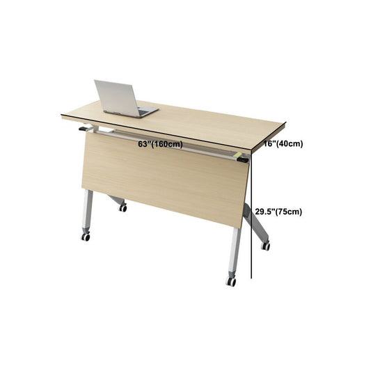 Escritorio contemporáneo para escritorio rectangular de 30 "h en escritorio marrón con ruedas de lanzadores