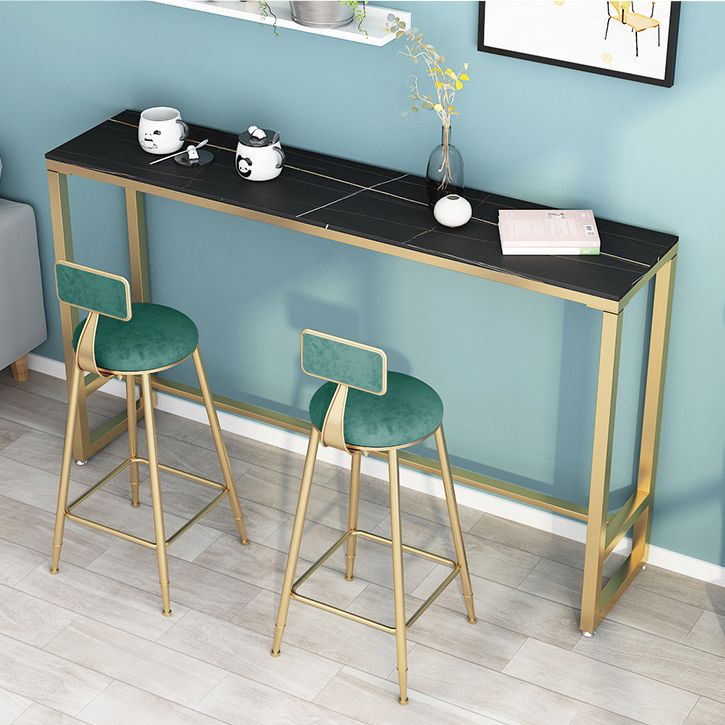 Glam Style Bar Table 42-inch Height Stone Top and Metal Base Bistro Table Clearhalo 'Bar Furniture' 'Bar Tables' 'bar_tables' 'furn' 'furn_bar_tables' 'Furniture' 'furniture_bar_tables' 'Kitchen & Dining Furniture' 1200x1200_ad4d5837-5fc8-46d9-8bd2-67e5d8731226